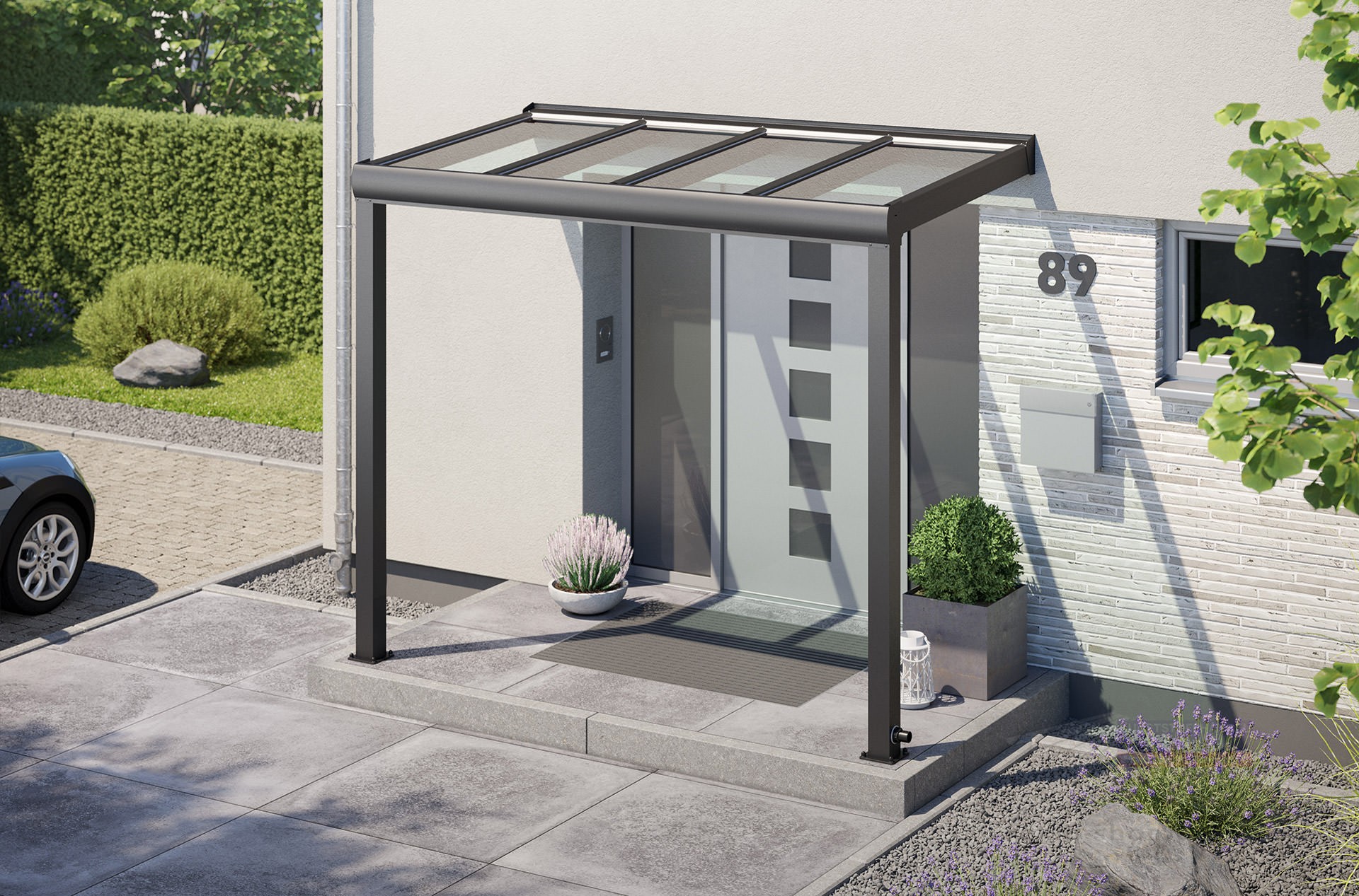Vordach Haust/ür Terrassent/ür /Überdachung Haust/ürdach Pultvordach Alu Kunststoff Transparent 120 x 100 cm V2Aox
