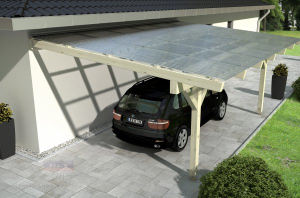 TERRAbasic "Trapez" Holz-Carport: 7.34m x 2.55m