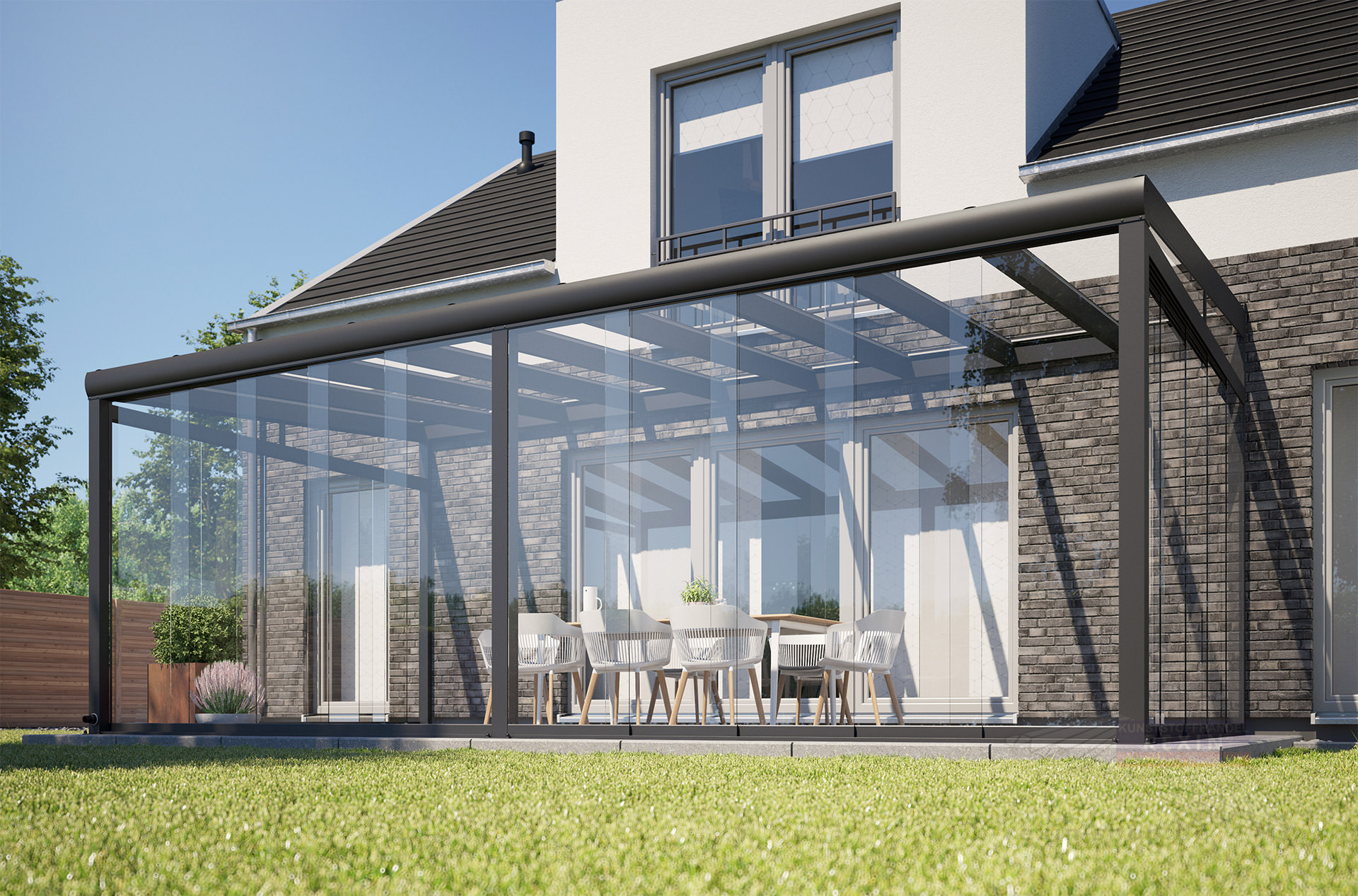 TERRAslide Glasschiebewand 3m Breite, 4spurig